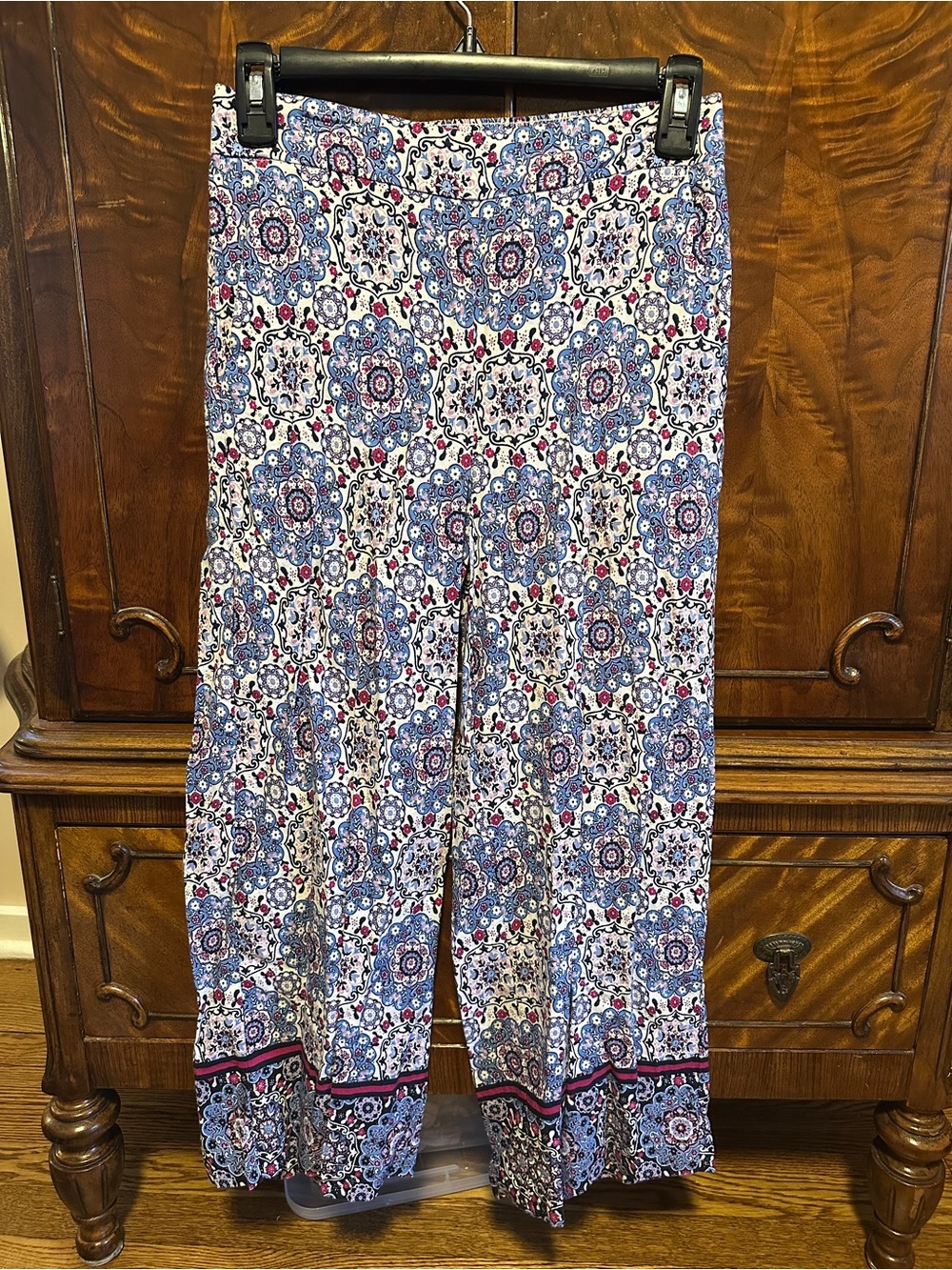 LOFT Blue, White and Pink Paisley Print Pants